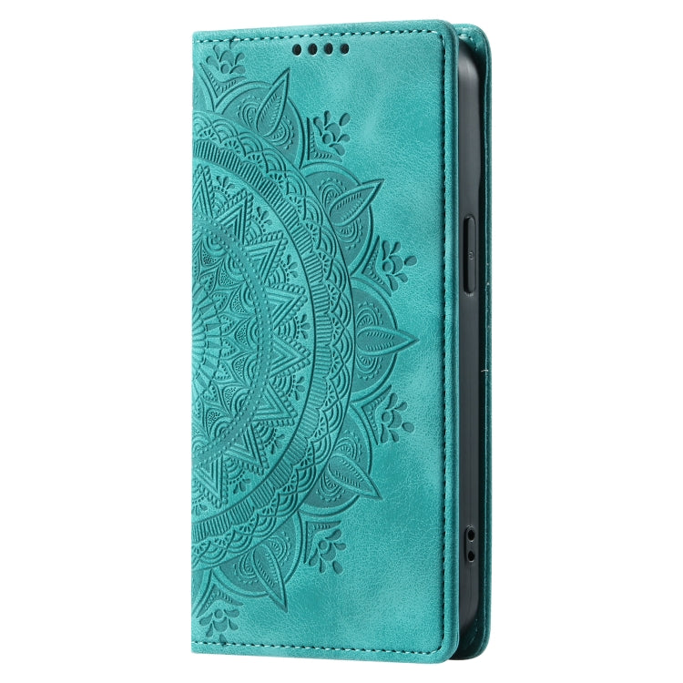 For iPhone 16 Pro Totem Embossed Magnetic Leather Phone Case(Green) - iPhone 16 Pro Cases by buy2fix | Online Shopping UK | buy2fix