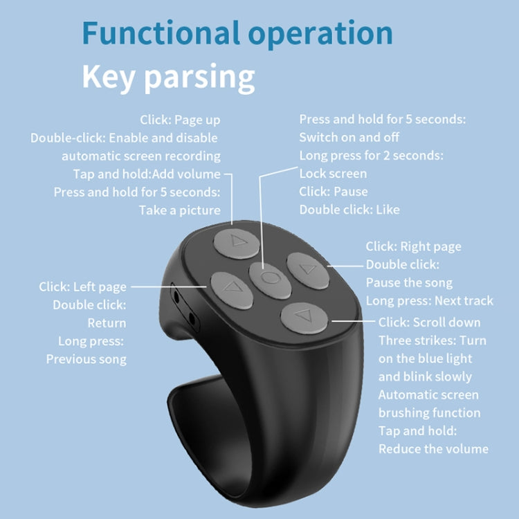 JX-06s Multifunctional Mobile Phone Smart Bluetooth Remote Control Ring with Charging Box(Black) - Phone Remote Control by buy2fix | Online Shopping UK | buy2fix