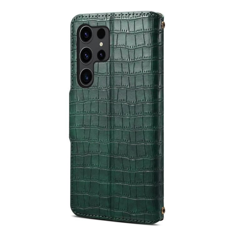 For Samsung Galaxy S23 Ultra 5G Denior Crocodile Texture Oil Edge Leather Phone Case(Green) - Galaxy S23 Ultra 5G Cases by Denior | Online Shopping UK | buy2fix