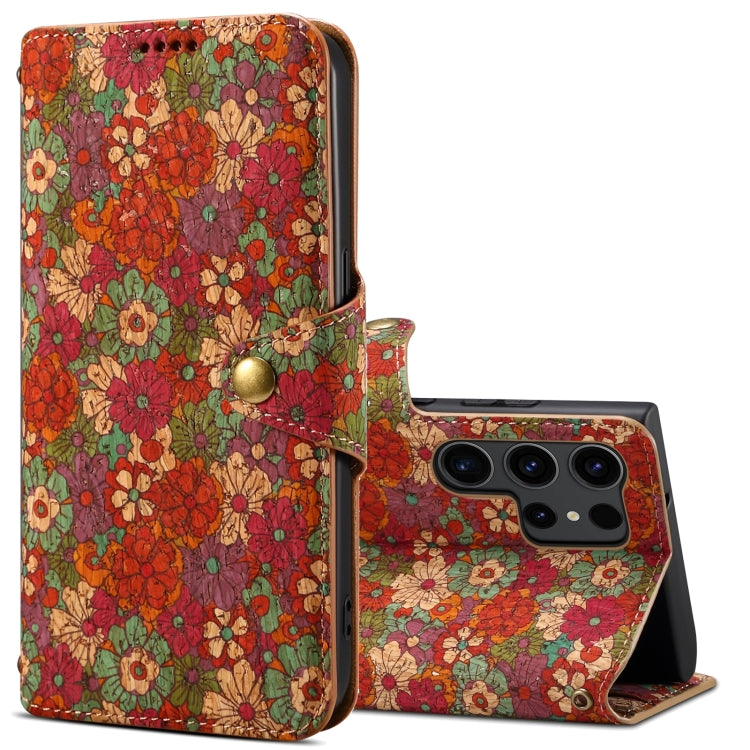 For Samsung Galaxy S24 Ultra 5G Denior Flower Language Series Cork Fabric Oil Edge Leather Phone Case(Summer) - Galaxy S24 Ultra 5G Cases by Denior | Online Shopping UK | buy2fix