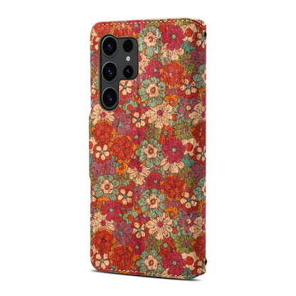 For Samsung Galaxy S24 Ultra 5G Denior Flower Language Series Cork Fabric Oil Edge Leather Phone Case(Summer) - Galaxy S24 Ultra 5G Cases by Denior | Online Shopping UK | buy2fix