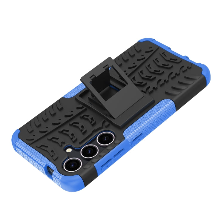 For Samsung Galaxy S24 5G Tire Texture TPU + PC Phone Case with Holder(Blue) - Galaxy S24 5G Cases by buy2fix | Online Shopping UK | buy2fix