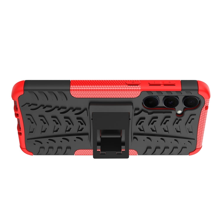 For Samsung Galaxy A35 5G Tire Texture TPU + PC Phone Case with Holder(Red) - Galaxy Phone Cases by buy2fix | Online Shopping UK | buy2fix