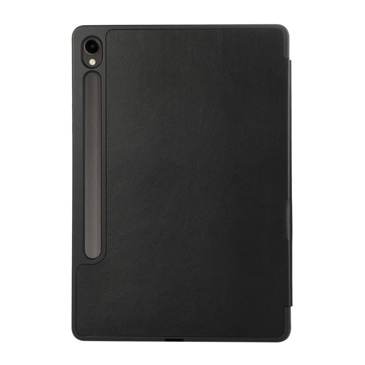 For Samsung Galaxy Tab S9 FE 3-Fold Pure Color TPU Leather Tablet Case with Pen Slot(Black) - Galaxy Tab S9 FE by buy2fix | Online Shopping UK | buy2fix