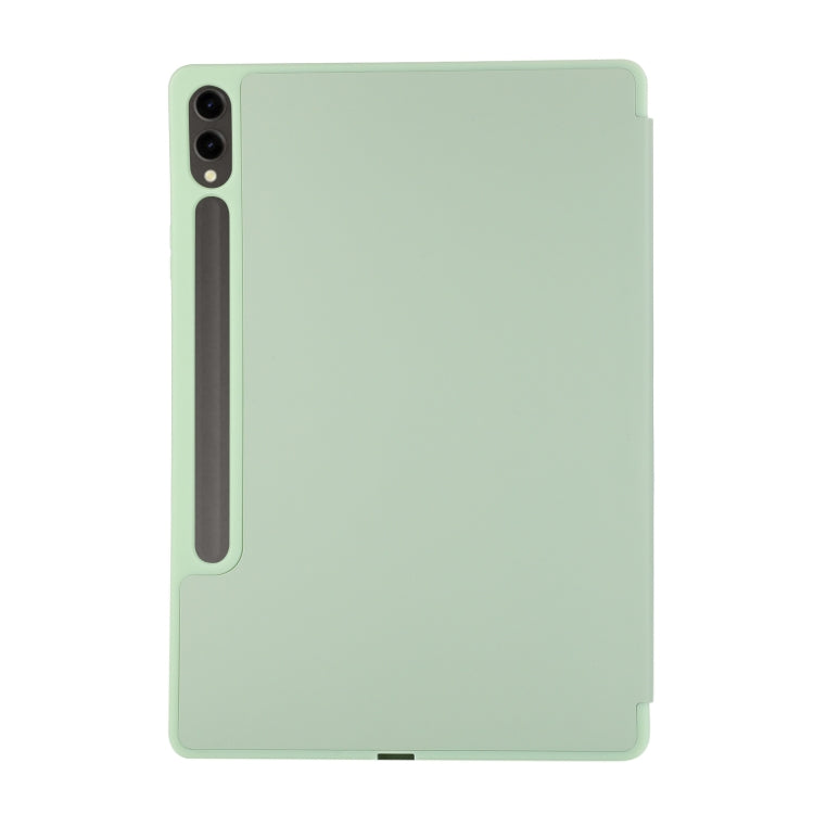 For Samsung Galaxy Tab S9+ 3-Fold Pure Color TPU Leather Tablet Case with Pen Slot(Green) - Galaxy Tab S9+ Cases by buy2fix | Online Shopping UK | buy2fix