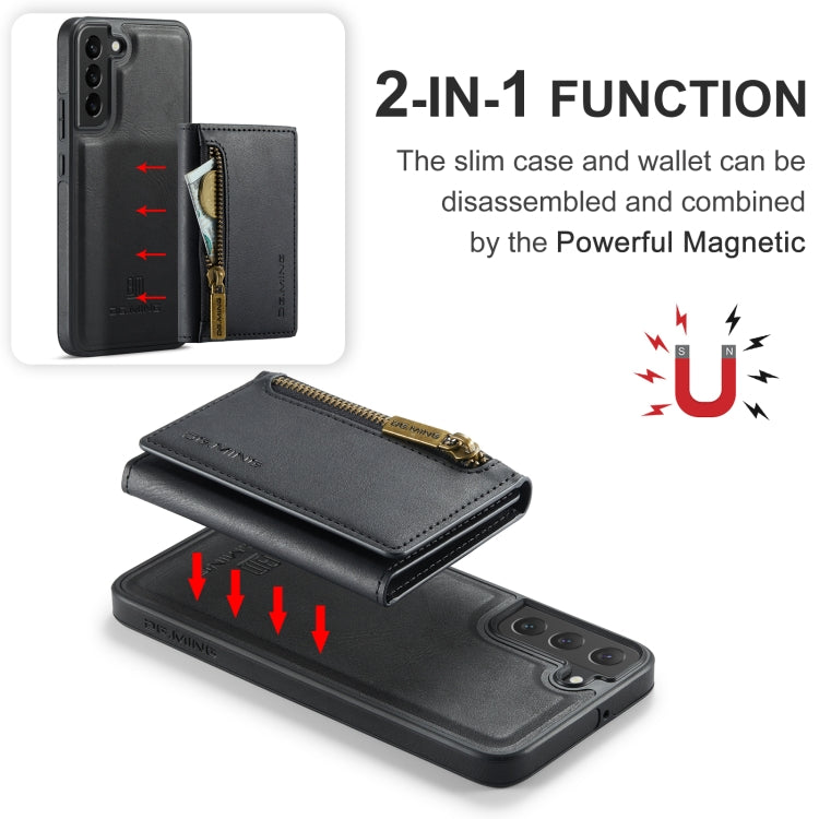 For Samsung Galaxy S22+ DG.MING M5 Series Zip RFID Multi Card Detachable Leather Phone Case(Black) - Galaxy S22+ 5G Cases by DG.MING | Online Shopping UK | buy2fix