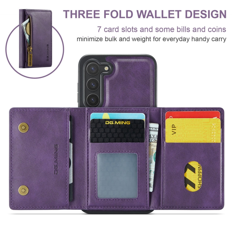 For Samsung Galaxy S23+ DG.MING M5 Series Zip RFID Multi Card Detachable Leather Phone Case(Purple) - Galaxy S23+ 5G Cases by DG.MING | Online Shopping UK | buy2fix