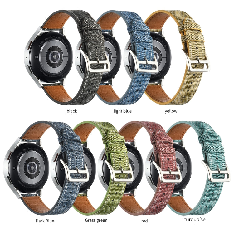20mm Universal Denim Leather Buckle Watch Band(Grass Green) - 20mm Bands by buy2fix | Online Shopping UK | buy2fix
