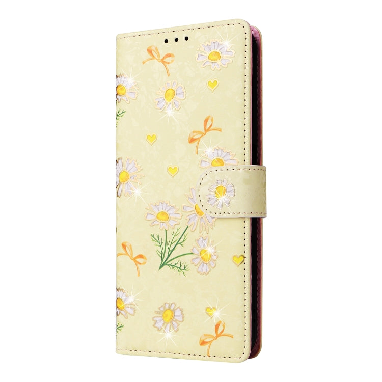 For Samsung Galaxy S24+ 5G Bronzing Painting RFID Leather Case(Yellow Daisy) - Galaxy S24+ 5G Cases by buy2fix | Online Shopping UK | buy2fix