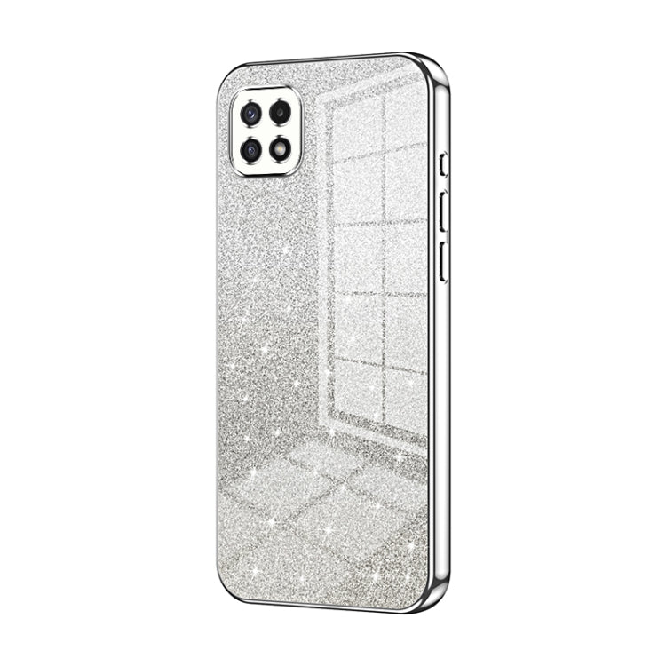 For Samsung Galaxy A22 5G / A22s Gradient Glitter Powder Electroplated Phone Case(Silver) - Galaxy Phone Cases by buy2fix | Online Shopping UK | buy2fix