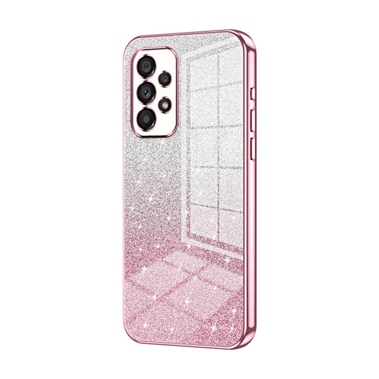 For Samsung Galaxy A53 5G Gradient Glitter Powder Electroplated Phone Case(Pink) - Galaxy Phone Cases by buy2fix | Online Shopping UK | buy2fix