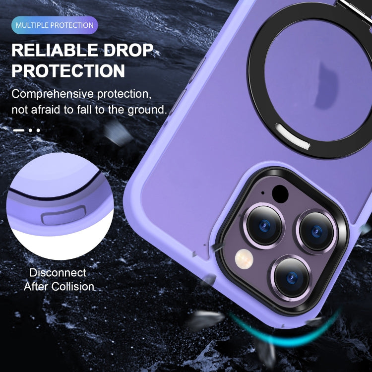 For iPhone 15 Pro MagSafe Holder Skin-feel PC Hybrid TPU Phone Case(Purple) - iPhone 15 Pro Cases by buy2fix | Online Shopping UK | buy2fix