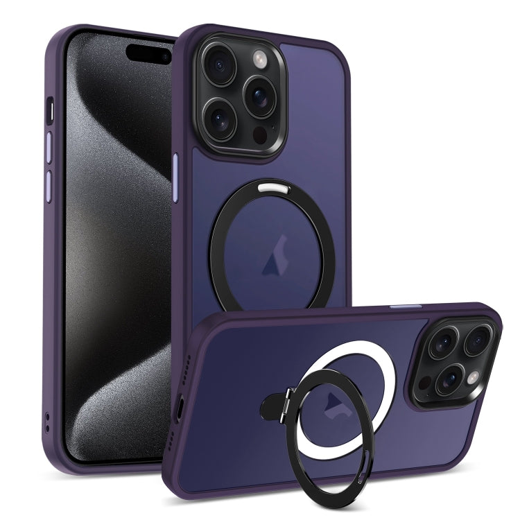 For iPhone 16 Pro Skin-feel MagSafe Holder PC Hybrid TPU Phone Case(Dark Purple) - iPhone 16 Pro Cases by buy2fix | Online Shopping UK | buy2fix