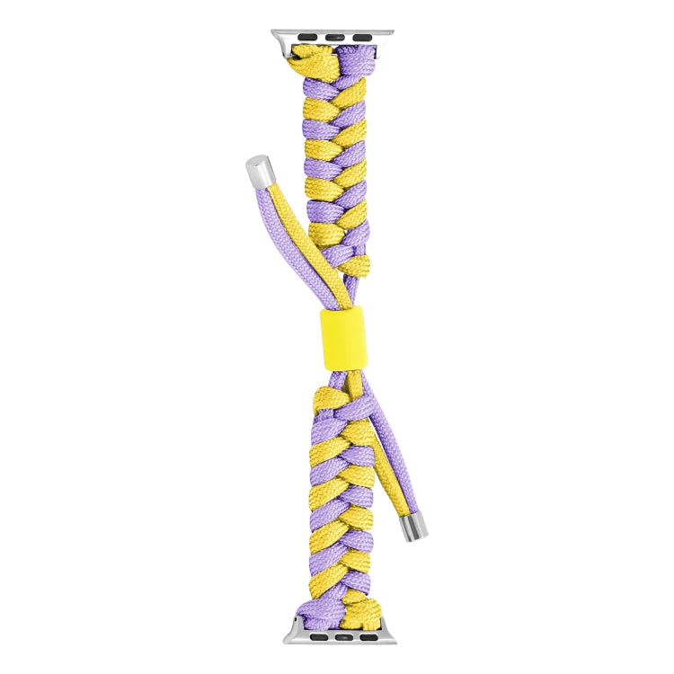 For Apple Watch Ultra 49mm Paracord Fishtail Braided Silicone Bead Watch Band(Purple Yellow) - Watch Bands by buy2fix | Online Shopping UK | buy2fix