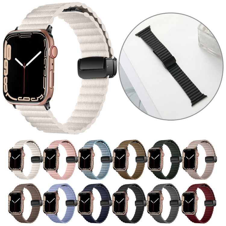 For Apple Watch SE 40mm Water Ripple Magnetic Folding Buckle Watch Band, Style: Bold Version(Starlight Color) - Watch Bands by buy2fix | Online Shopping UK | buy2fix