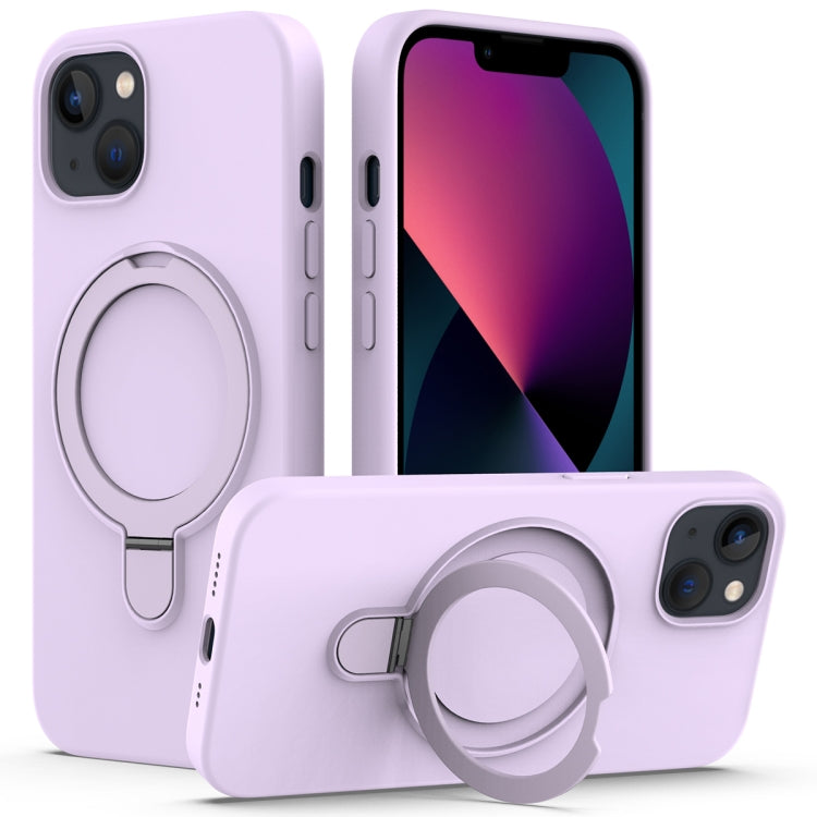 For iPhone 13 MagSafe Magnetic Liquid Silicone Phone Case with Ring Holder(Lilac Purple) - iPhone 13 Cases by buy2fix | Online Shopping UK | buy2fix