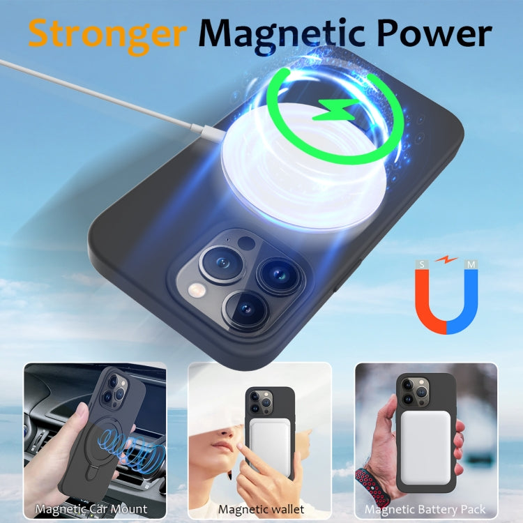 For iPhone 15 Pro MagSafe Magnetic Liquid Silicone Phone Case with Ring Holder(Carbon Black) - iPhone 15 Pro Cases by buy2fix | Online Shopping UK | buy2fix