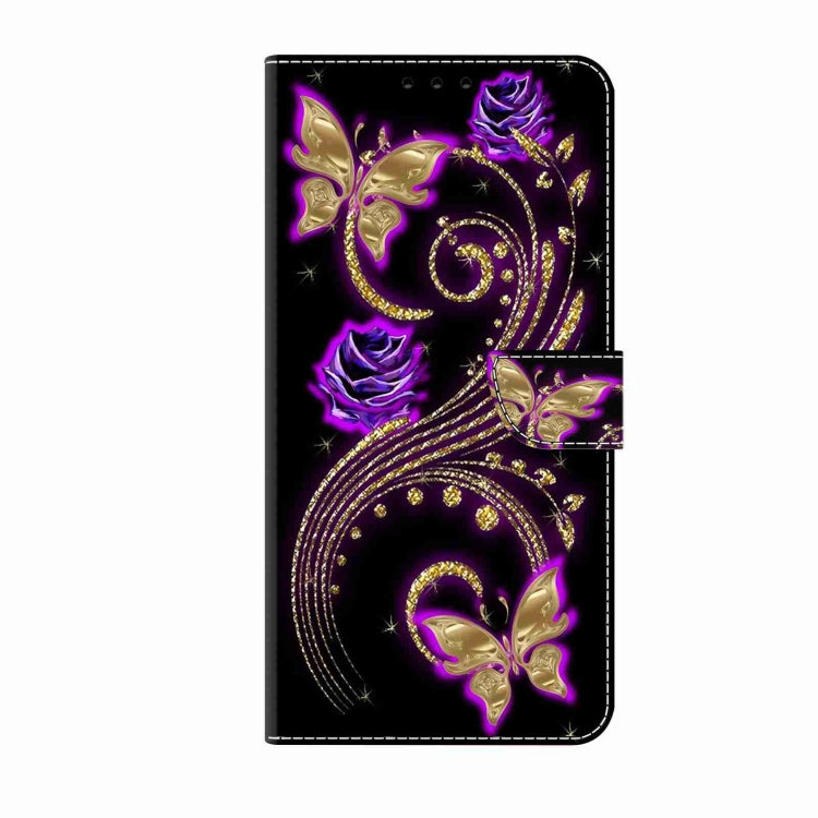 For Samsung Galaxy S24 5G Crystal 3D Shockproof Protective Leather Phone Case(Purple Flower Butterfly) - Galaxy S24 5G Cases by buy2fix | Online Shopping UK | buy2fix