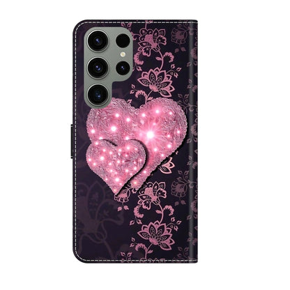 For Samsung Galaxy S24 Ultra 5G Crystal 3D Shockproof Protective Leather Phone Case(Lace Love) - Galaxy S24 Ultra 5G Cases by buy2fix | Online Shopping UK | buy2fix