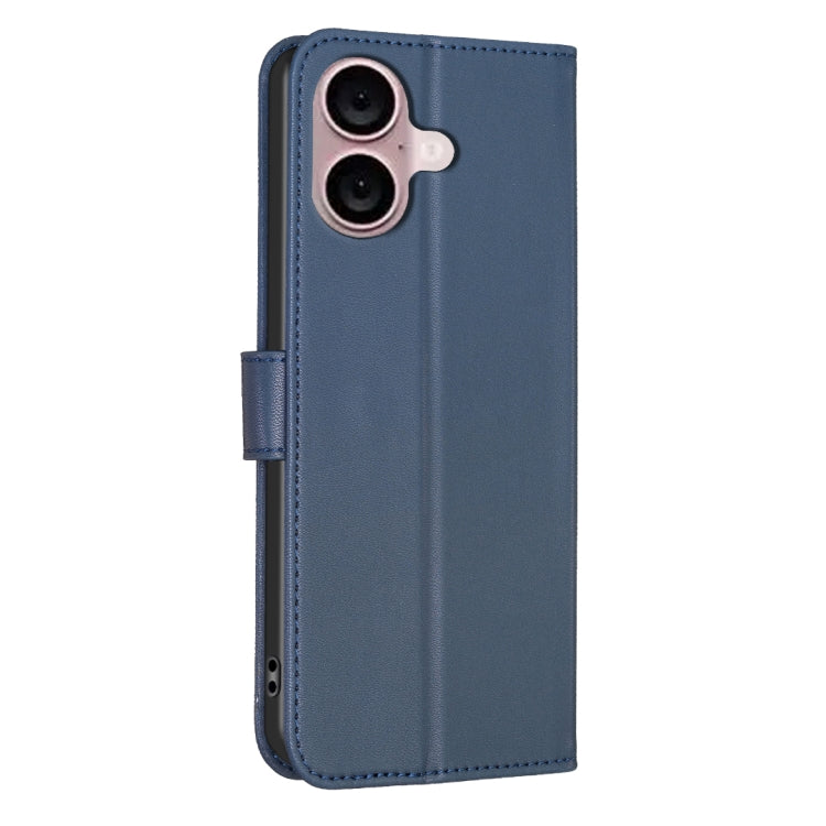 For iPhone 16 Plus Four-leaf Embossed Leather Phone Case(Blue) - iPhone 16 Plus Cases by buy2fix | Online Shopping UK | buy2fix