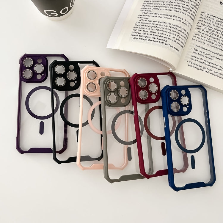 For iPhone 14 Pro Colorful Two-Color Lens Film MagSafe Magnetic Horn Acrylic+TPU Case(Purple) - iPhone 14 Pro Cases by buy2fix | Online Shopping UK | buy2fix