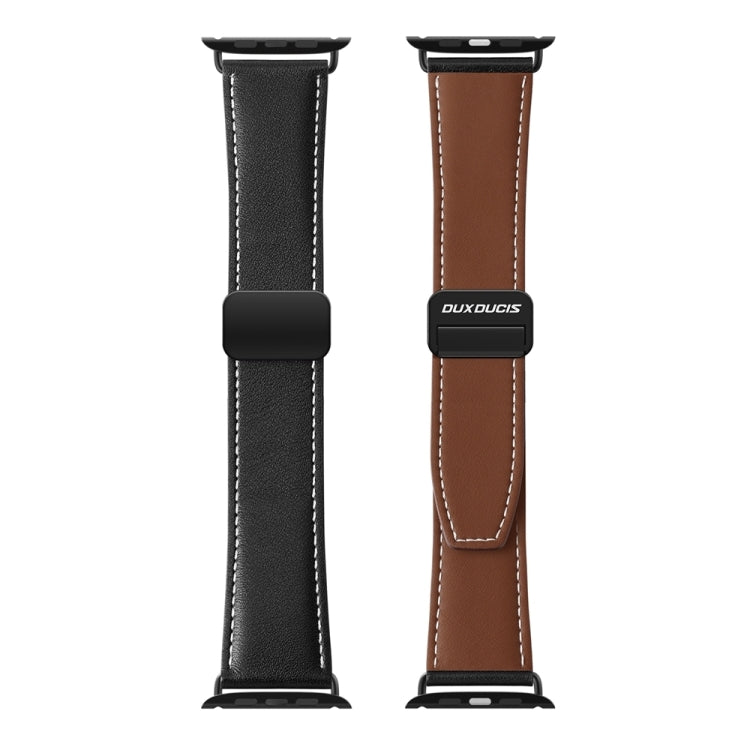 For Apple Watch Series 8 41mm DUX DUCIS YA Series Magnetic Buckle Genuine Leather Watch Band(Black) - Watch Bands by DUX DUCIS | Online Shopping UK | buy2fix