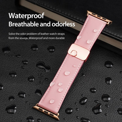 For Apple Watch Series 8 45mm DUX DUCIS YA Series Magnetic Buckle Genuine Leather Watch Band(Pink) - Watch Bands by DUX DUCIS | Online Shopping UK | buy2fix