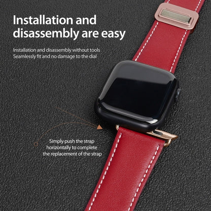 For Apple Watch Series 6 40mm DUX DUCIS YA Series Magnetic Buckle Genuine Leather Watch Band(Red) - Watch Bands by DUX DUCIS | Online Shopping UK | buy2fix