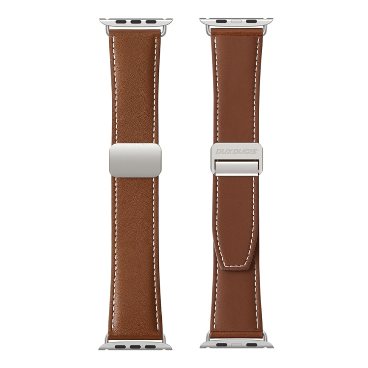 For Apple Watch Series 2 42mm DUX DUCIS YA Series Magnetic Buckle Genuine Leather Watch Band(Brown) - Watch Bands by DUX DUCIS | Online Shopping UK | buy2fix