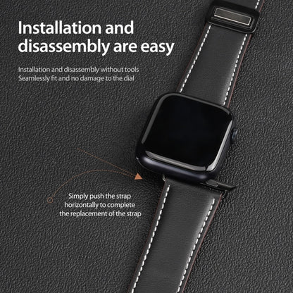 For Apple Watch Series 2 38mm DUX DUCIS YA Series Magnetic Buckle Genuine Leather Watch Band(Black) - Watch Bands by DUX DUCIS | Online Shopping UK | buy2fix