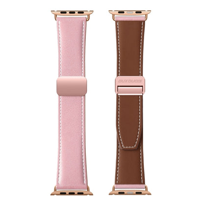 For Apple Watch 42mm DUX DUCIS YA Series Magnetic Buckle Genuine Leather Watch Band(Pink) - Watch Bands by DUX DUCIS | Online Shopping UK | buy2fix