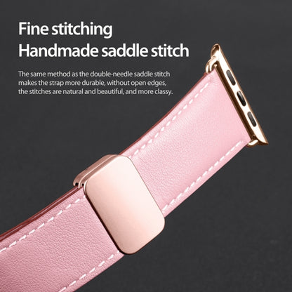 For Apple Watch 42mm DUX DUCIS YA Series Magnetic Buckle Genuine Leather Watch Band(Pink) - Watch Bands by DUX DUCIS | Online Shopping UK | buy2fix