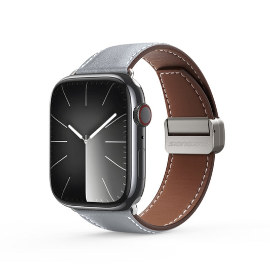 For Apple Watch 38mm DUX DUCIS YA Series Magnetic Buckle Genuine Leather Watch Band(Grey) - Watch Bands by DUX DUCIS | Online Shopping UK | buy2fix