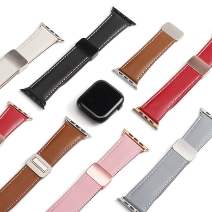 For Apple Watch 42mm DUX DUCIS YA Series Magnetic Buckle Genuine Leather Watch Band(Pink) - Watch Bands by DUX DUCIS | Online Shopping UK | buy2fix