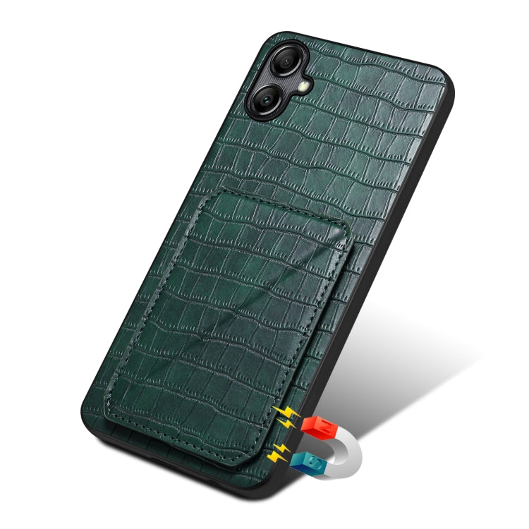 For Samsung Galaxy A14 4G/5G Denior Imitation Crocodile Leather Back Phone Case with Holder(Green) - Galaxy Phone Cases by Denior | Online Shopping UK | buy2fix