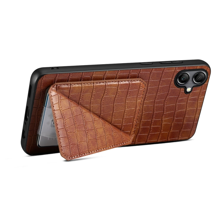 For Samsung Galaxy A33 Denior Imitation Crocodile Leather Back Phone Case with Holder(Brown) - Galaxy Phone Cases by Denior | Online Shopping UK | buy2fix