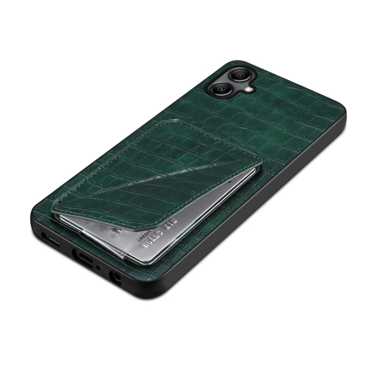 For Samsung Galaxy S21 FE 5G Denior Imitation Crocodile Leather Back Phone Case with Holder(Green) - Galaxy Phone Cases by Denior | Online Shopping UK | buy2fix