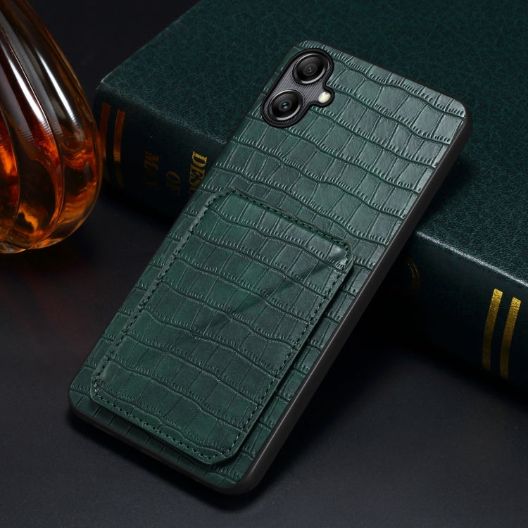 For Samsung Galaxy S23 Ultra 5G Denior Imitation Crocodile Leather Back Phone Case with Holder(Green) - Galaxy S23 Ultra 5G Cases by Denior | Online Shopping UK | buy2fix