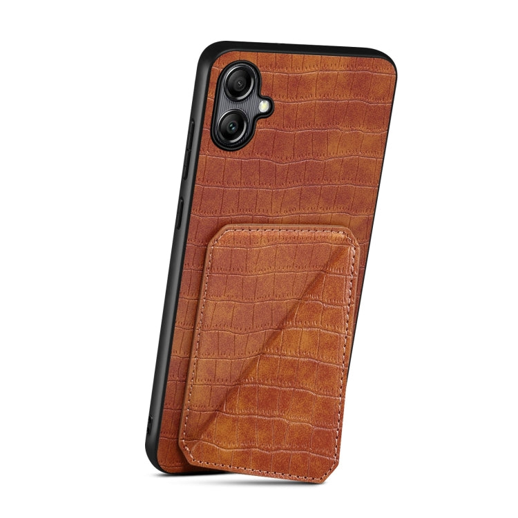 For Samsung Galaxy S24 5G Denior Imitation Crocodile Leather Back Phone Case with Holder(Brown) - Galaxy S24 5G Cases by Denior | Online Shopping UK | buy2fix