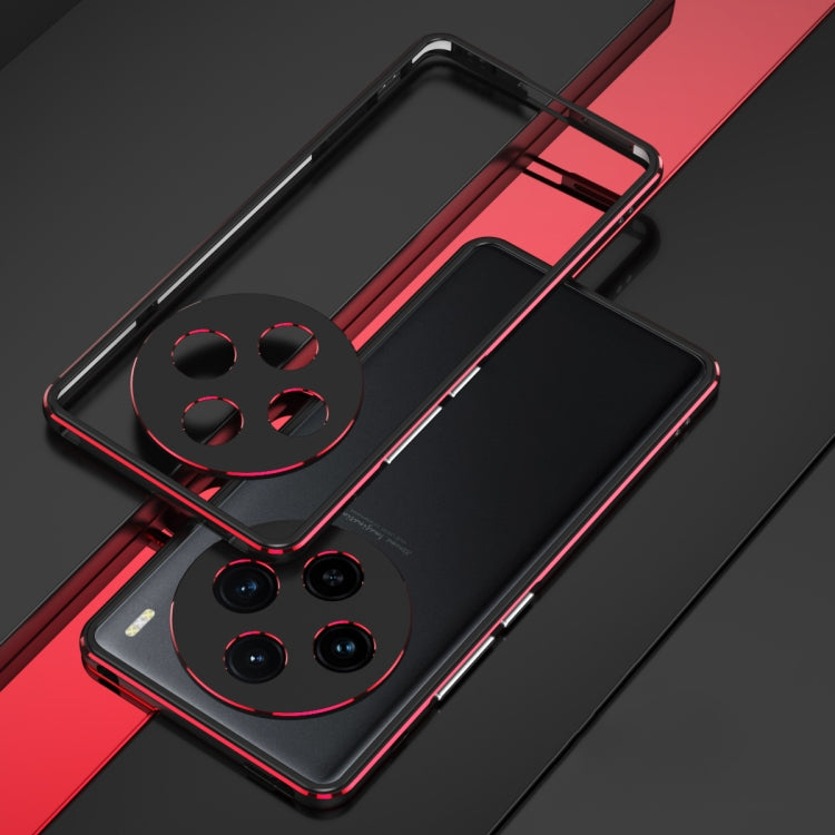For vivo X100 Aurora Series Metal Frame Phone Case(Black Red) - X100 Cases by imak | Online Shopping UK | buy2fix