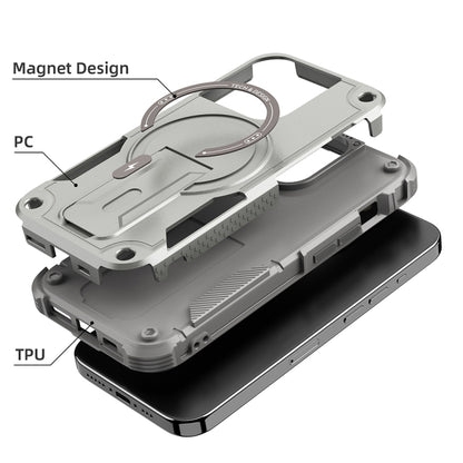 For iPhone 13 MagSafe Holder Armor PC Hybrid TPU Phone Case(Grey) - iPhone 13 Cases by buy2fix | Online Shopping UK | buy2fix