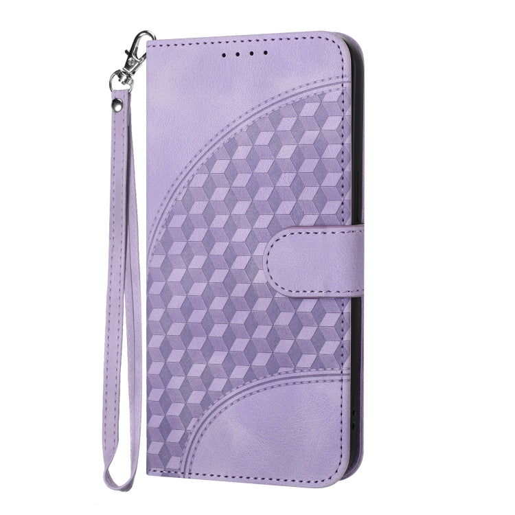 For Samsung Galaxy S21 5G YX0060 Elephant Head Embossed Phone Leather Case with Lanyard(Light Purple) - Galaxy S21 5G Cases by buy2fix | Online Shopping UK | buy2fix