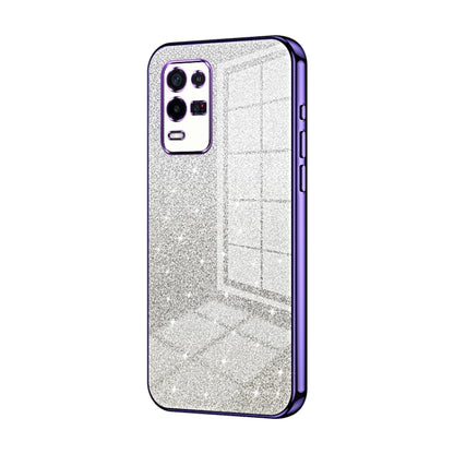 For OPPO K9x Gradient Glitter Powder Electroplated Phone Case(Purple) - OPPO Cases by buy2fix | Online Shopping UK | buy2fix