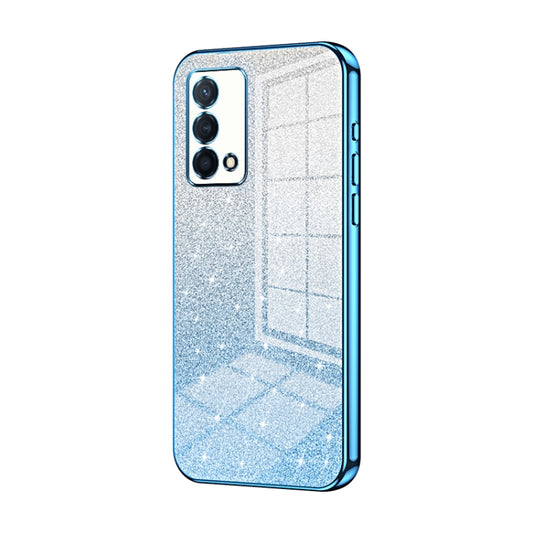 For OPPO K9 Gradient Glitter Powder Electroplated Phone Case(Blue) - OPPO Cases by buy2fix | Online Shopping UK | buy2fix
