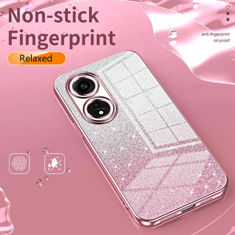 For OPPO Reno9 Pro+ Gradient Glitter Powder Electroplated Phone Case(Pink) - OPPO Cases by buy2fix | Online Shopping UK | buy2fix