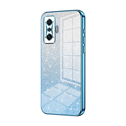 For Xiaomi Redmi K50 Gaming / Poco F4 GT Gradient Glitter Powder Electroplated Phone Case(Blue) - Xiaomi Cases by buy2fix | Online Shopping UK | buy2fix