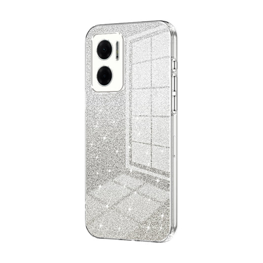 For Xiaomi Redmi Note 11E / Redmi 10 5G Gradient Glitter Powder Electroplated Phone Case(Transparent) - Xiaomi Cases by buy2fix | Online Shopping UK | buy2fix