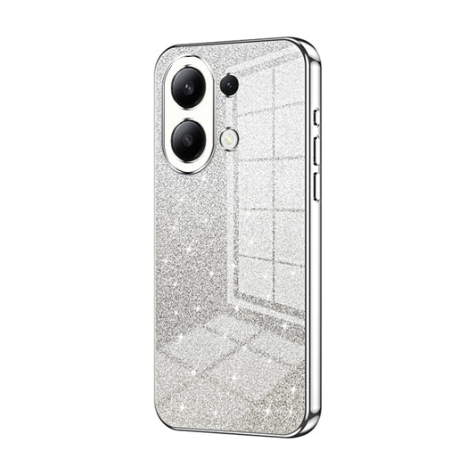 For Xiaomi Redmi Note 13 4G Gradient Glitter Powder Electroplated Phone Case(Silver) - Note 13 Cases by buy2fix | Online Shopping UK | buy2fix