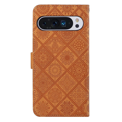 For Google Pixel 9 Pro XL Ethnic Style Embossed Pattern Leather Phone Case(Brown) - Google Cases by buy2fix | Online Shopping UK | buy2fix