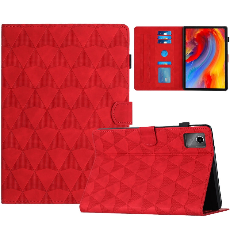 For Lenovo Tab M11/Xiaoxin Pad 11 2024 Diamond Texture Embossed Leather Smart Tablet Case(Red) - Lenovo by buy2fix | Online Shopping UK | buy2fix